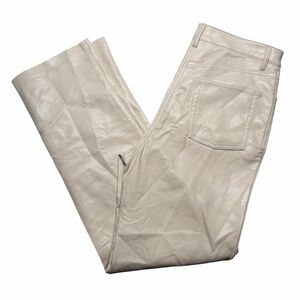 Wilfred Aritzia Faux Leather White Pants Womens Size 8 Straight Leg High Rise
